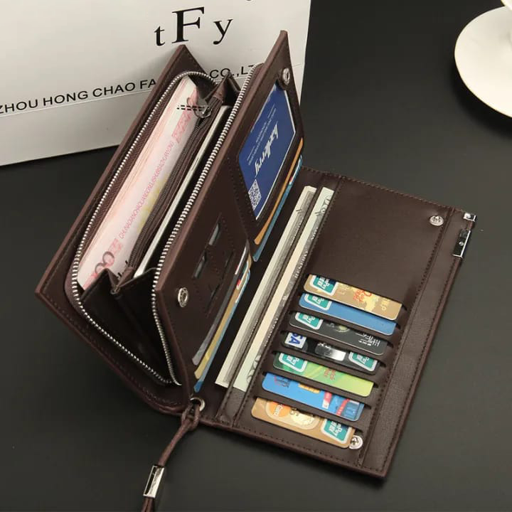 Long Wallet For Men Slim Money Mobile Men Leather Wallet Card Holder