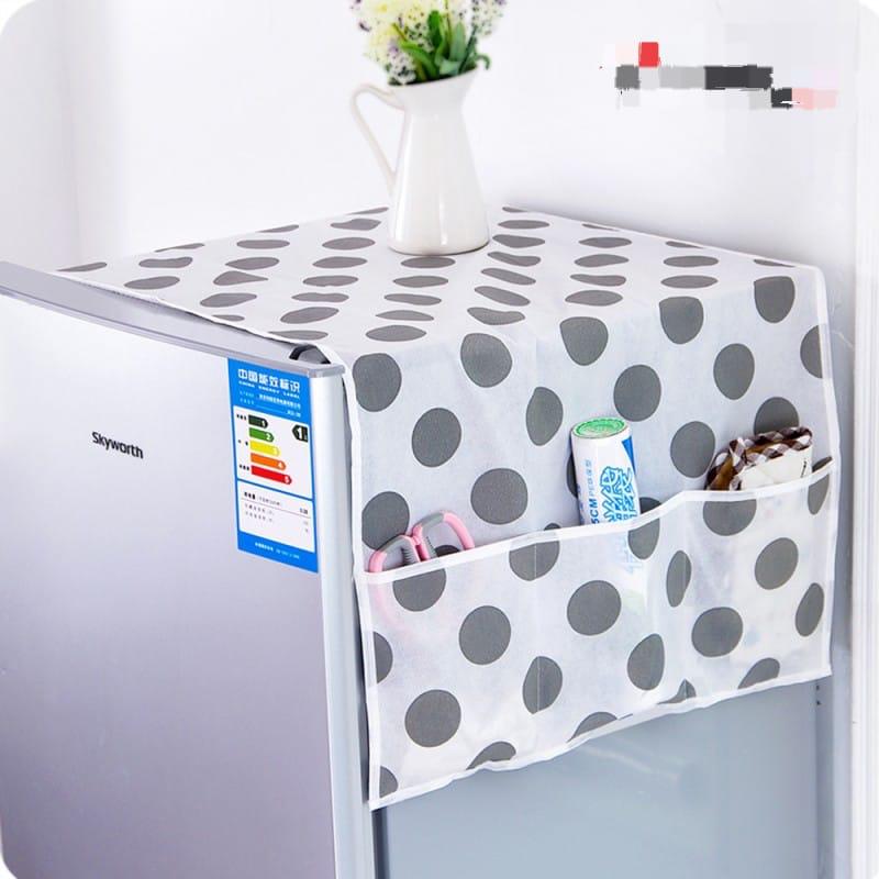 Fridge Dust Cover  Refrigerator Dustproof Cover with 6 Pocket