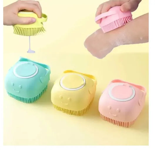 1 piece Silicon Bath Body Brush, Exfoliating Body Scurb Brush with Soap Dispenser, 2 in 1 Ultra Soft Bath Sponge Shower Brush and Body Massager