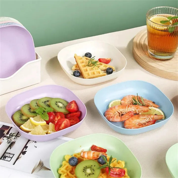 10Pcs Food Grade Plate Plastic Multi-function Creative Spit Bone Dish Household Dish Round Square Elliptical Plate Set Dining Table