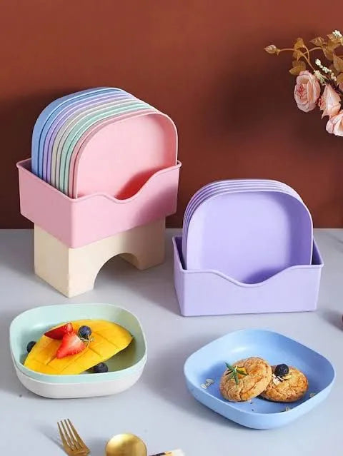 10Pcs Food Grade Plate Plastic Multi-function Creative Spit Bone Dish Household Dish Round Square Elliptical Plate Set Dining Table