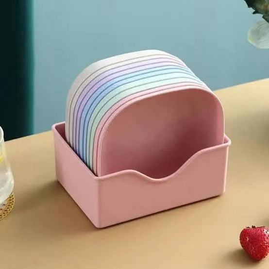 10Pcs Food Grade Plate Plastic Multi-function Creative Spit Bone Dish Household Dish Round Square Elliptical Plate Set Dining Table