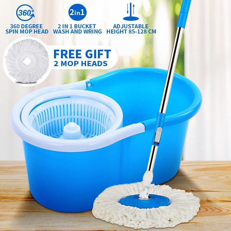 Plastic Spin Mop 360° Degree Rotation Push/Pull Micro Fiber Mop head with Long Handle