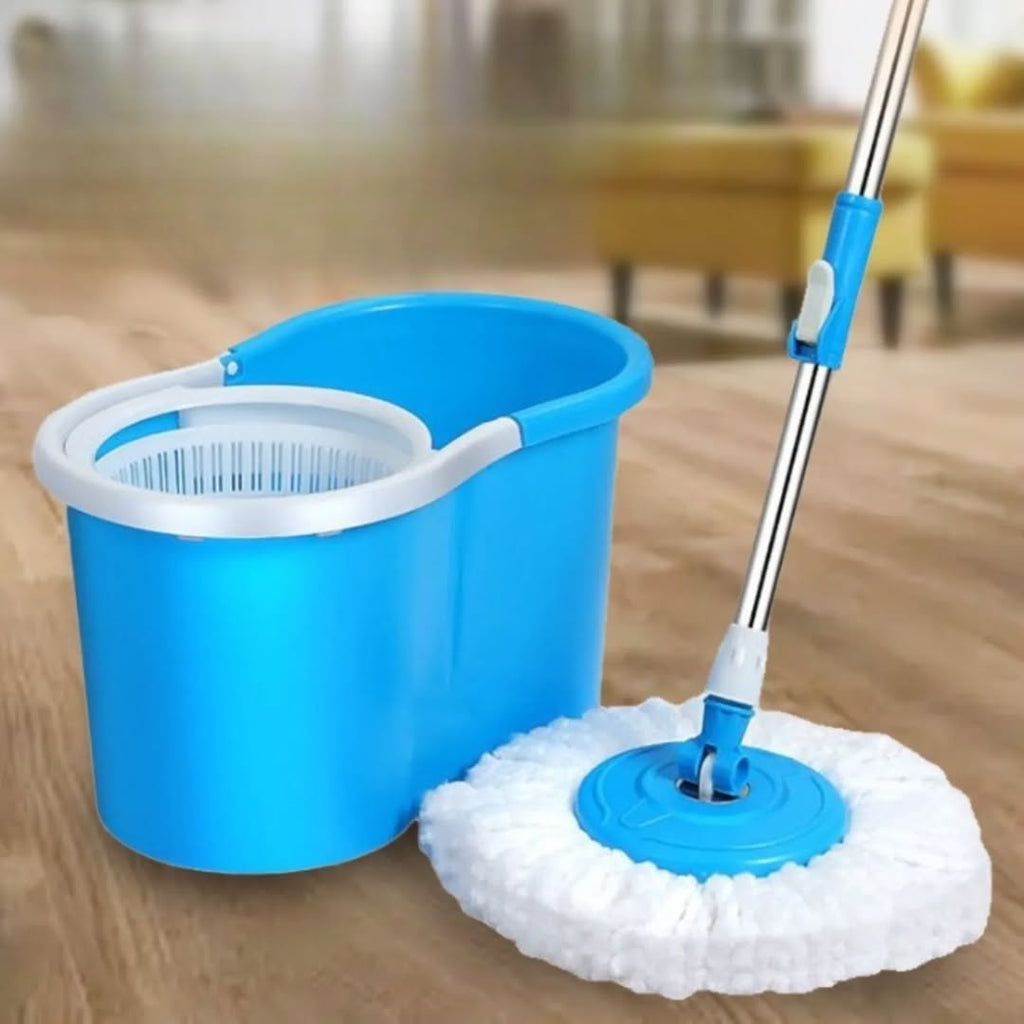 Plastic Spin Mop 360° Degree Rotation Push/Pull Micro Fiber Mop head with Long Handle
