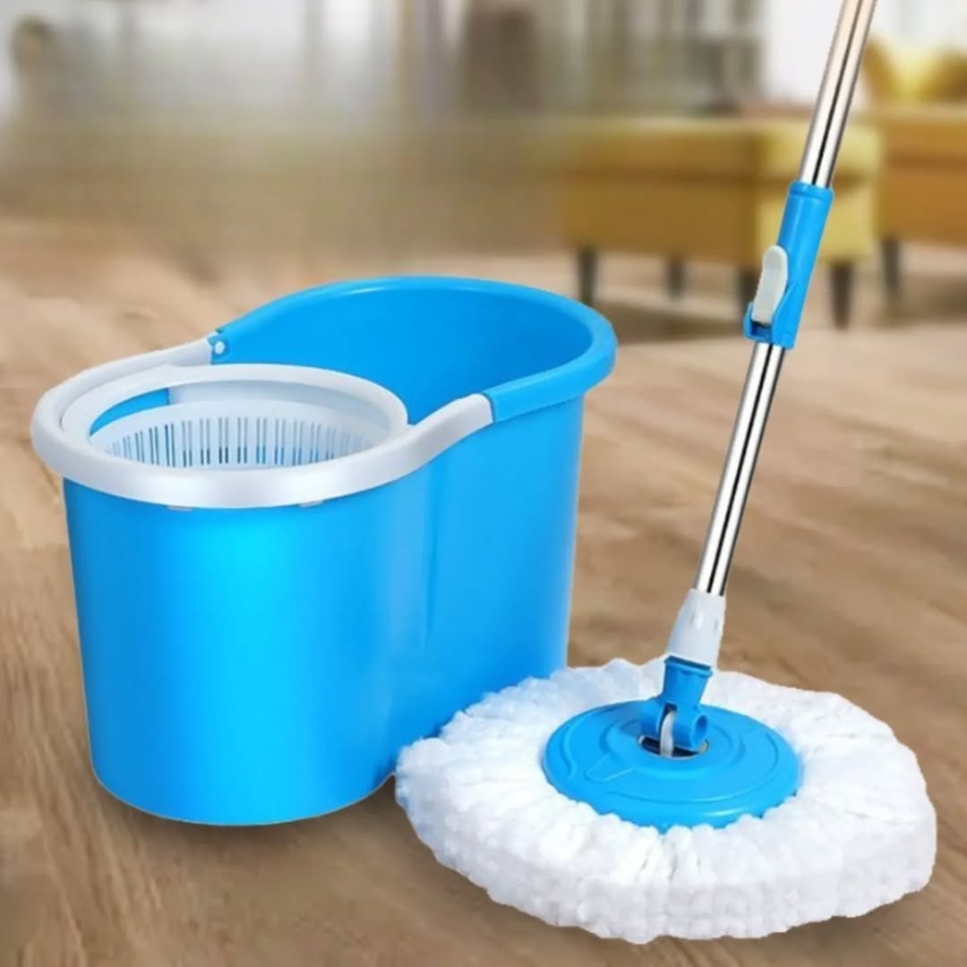 Plastic Spin Mop 360° Degree Rotation Push/Pull Micro Fiber Mop head with Long Handle