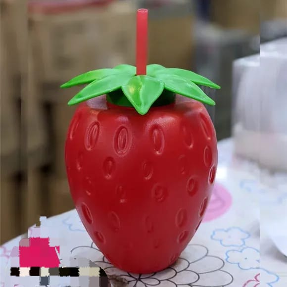 Colourful Fruit Shape Plastic Juice Glass with White Straw | Reusable
