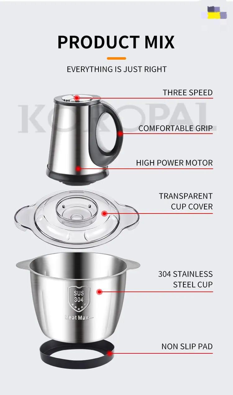 Electric Meat Chopper Grinder 3 Litre variable speed With Sharp Blades Stainless Steel Bowl