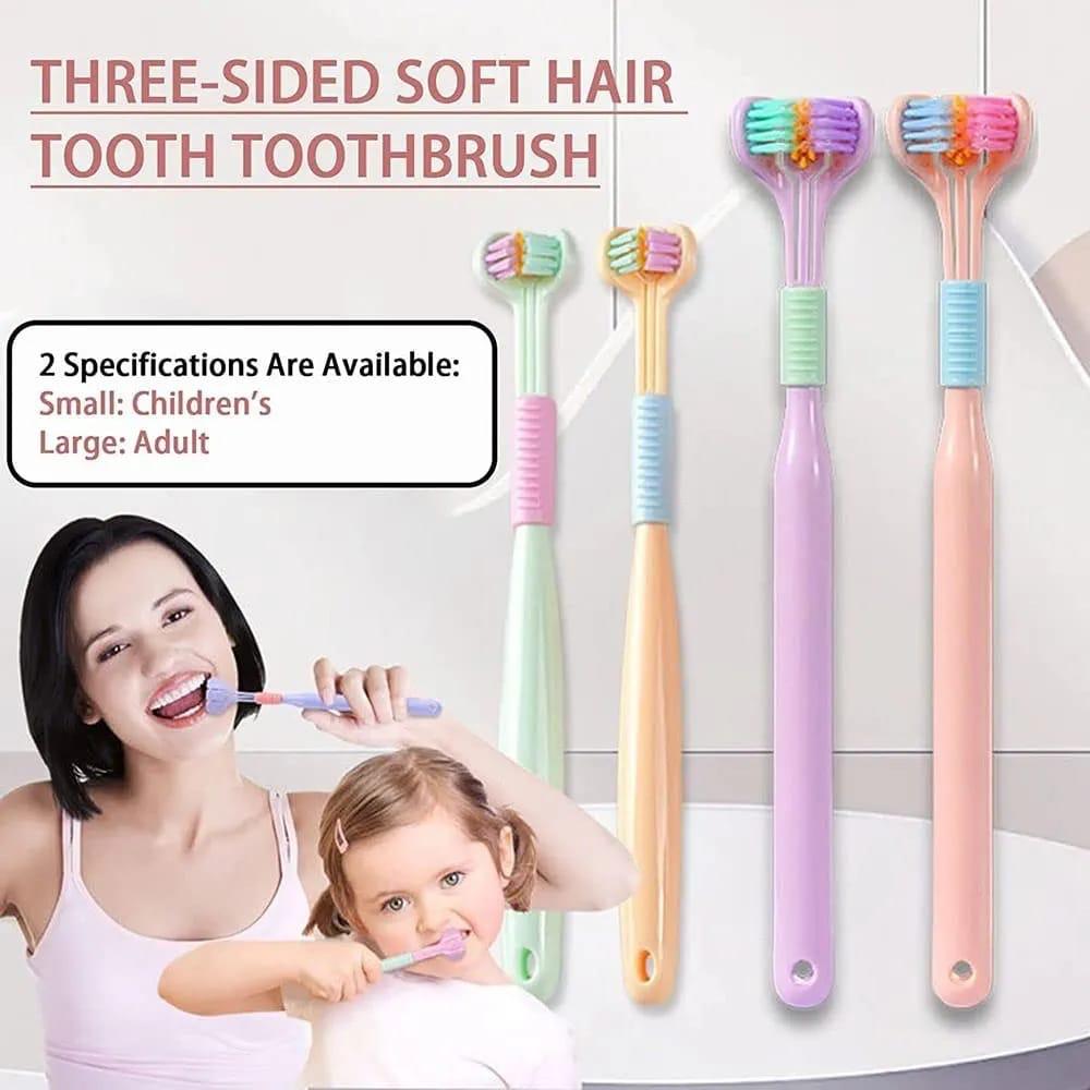 3-Sided Toothbrush For Children, Soft Manual Toothbrushes with Wrap-Around Design, Efficient Tooth Brushing