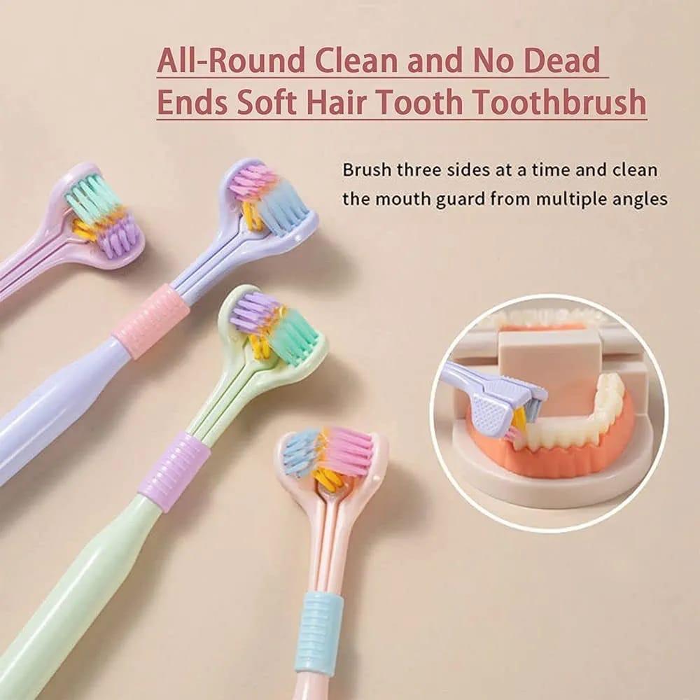 3-Sided Toothbrush For Children, Soft Manual Toothbrushes with Wrap-Around Design, Efficient Tooth Brushing