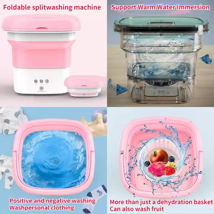 Portable Mini Folding Washing Machine, travel camping washing machine,Magic Foldable Small Clothes Washing Machine Washer Laundry Tub Wash Machine for Travelling.