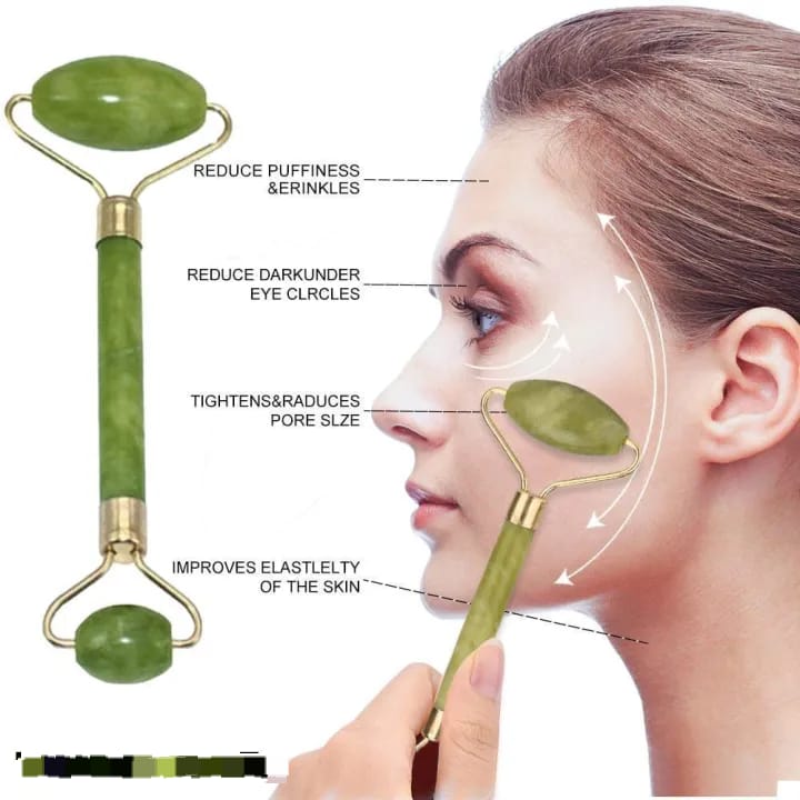 Jade Roller and Gua Sha Set, Beyond Jade Face Roller - Face Massager, Facial Roller for Skin, Eyes, Neck - Noiseless