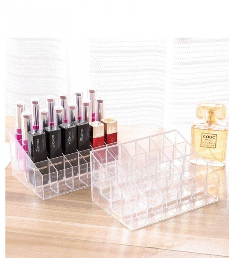 24 Grid Plastic Makeup Organizer Storage Box Cosmetic Box Lipstick Jewelry Box Case Holder Display