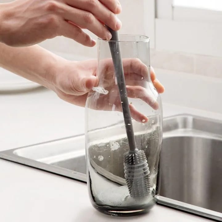 Silicone Cup Brush Milk Bottle Glass Washer Cleaning Tool Home Kitchen Long Handle Brush Glass Vacuum Cup Small Brush