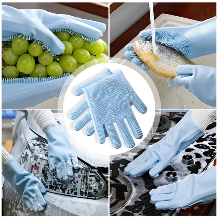 Reusable Silicone Heat Resistant Gloves Household Brush for Cleaning Household Dish Washing glove