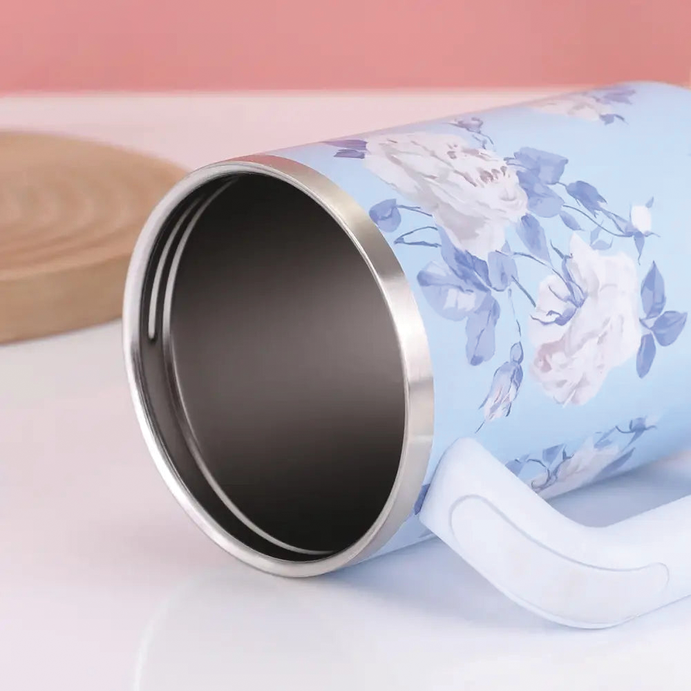 Floral Flowers 40 OZ Tumbler with Handle Insulated Stainless Steel Water Bottles